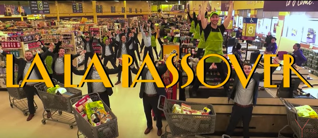 "Kosher food free of grain/All these prices, just insane," sing Y-Studs members in the group's "La La Land" Passover rem