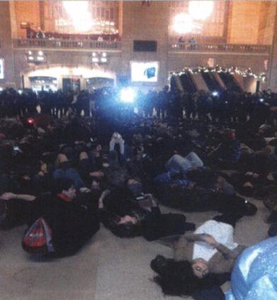 A photo taken by an NYPD officer and sent to other officers showing protest crowd size.