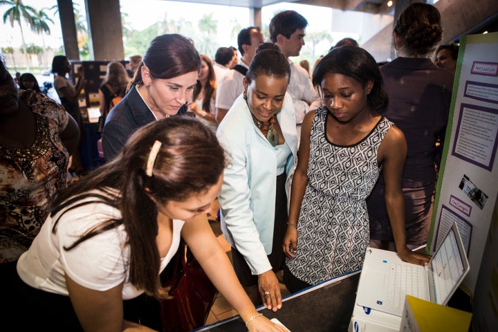 <p>Verizon’s Rose Kirk (third from left) at Girls Who Code</p>