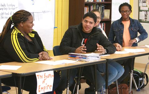 <p>An 11th grade class debating the impact of Columbus’s arrival in the Americas. See “<a href="https://zinnedproject.org/materials/people-vs-columbus/" target="_blank" role="link" rel="nofollow" class=" js-entry-link cet-external-link" data-vars-item-name="The People vs. Columbus, et al" data-vars-item-type="text" data-vars-unit-name="58e41e03e4b09dbd42f3db7a" data-vars-unit-type="buzz_body" data-vars-target-content-id="https://zinnedproject.org/materials/people-vs-columbus/" data-vars-target-content-type="url" data-vars-type="web_external_link" data-vars-subunit-name="article_body" data-vars-subunit-type="component" data-vars-position-in-subunit="9">The People vs. Columbus, et al</a>.”</p>