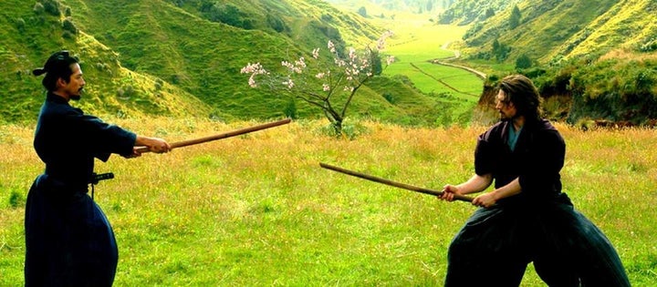 Nathan Algren (played by Tom Cruise) trains to be a Samurai in The Last Samurai (2003). 