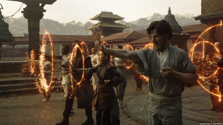 <p>Dr. Strange (played by Benedict Cumberbatch) trains in the supernatural arts in Tibet.</p>