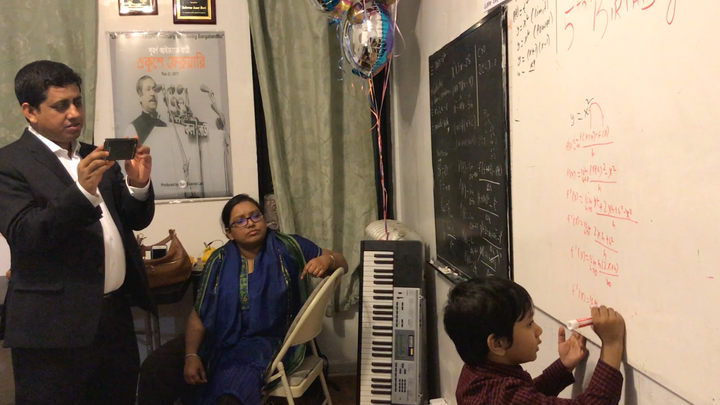 <p>Prime Minister Sheikh Hasina’s two delegates, First Secretary Dr. Samia Israt Ronee & First Secretary Al Mamun, are at my home (on April 3) taking 4 year-old Soborno Isaac’s interview prior to his meeting with the Prime Minster. </p>