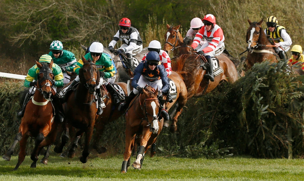 Crabbie's Grand National Festival - Aintree Racecourse - 8/4/16 Eastlake ridden by Barry Geraghty clears Canal Turn before going on to win the 4.05 Crabbie's Topham Chase Action Images via Reuters / Jason Cairnduff Livepic