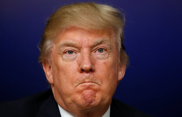 President Donald Trump holds a CEO town hall in Washington on April 4, 2017. He could be thinking of how he would feel if he had to release his tax returns.