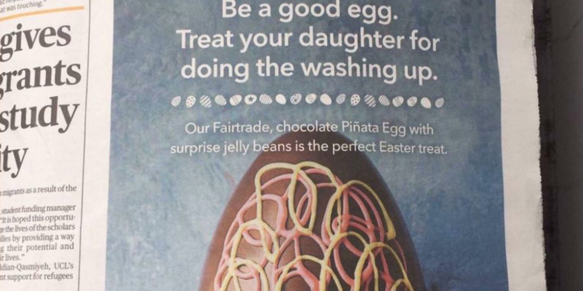 Co Op Slammed For Sexist Easter Egg Advert Suggesting Daughters Should Do The Washing Up 