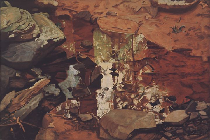 Ralph L. Wickiser, Rusty Reflections, 1978, oil on linen, 40 x 60 inches 
