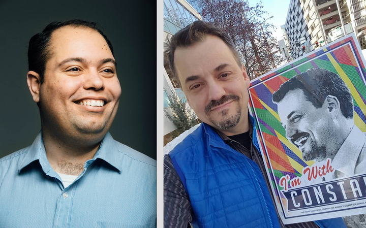 Felix Rivera, left, and Christopher Constant, right, are the first openly-gay officials ever elected in Anchorage, Alaska. 