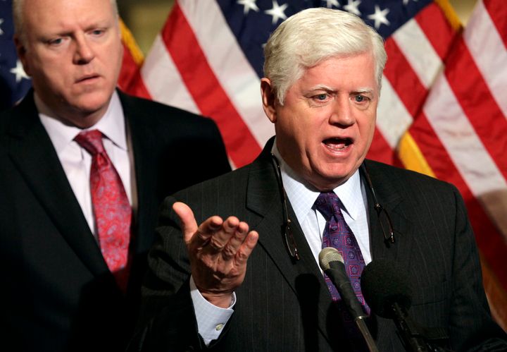 Rep. John Larson (D-Conn.), seen speaking to the media in 2012, introduced legislation to expand Social Security on Wednesday.