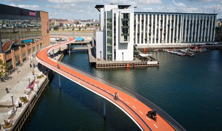 56 percent of Copenhageners take the bike to work or study, thanks to the sophisticated cycling infrastructure around the cit