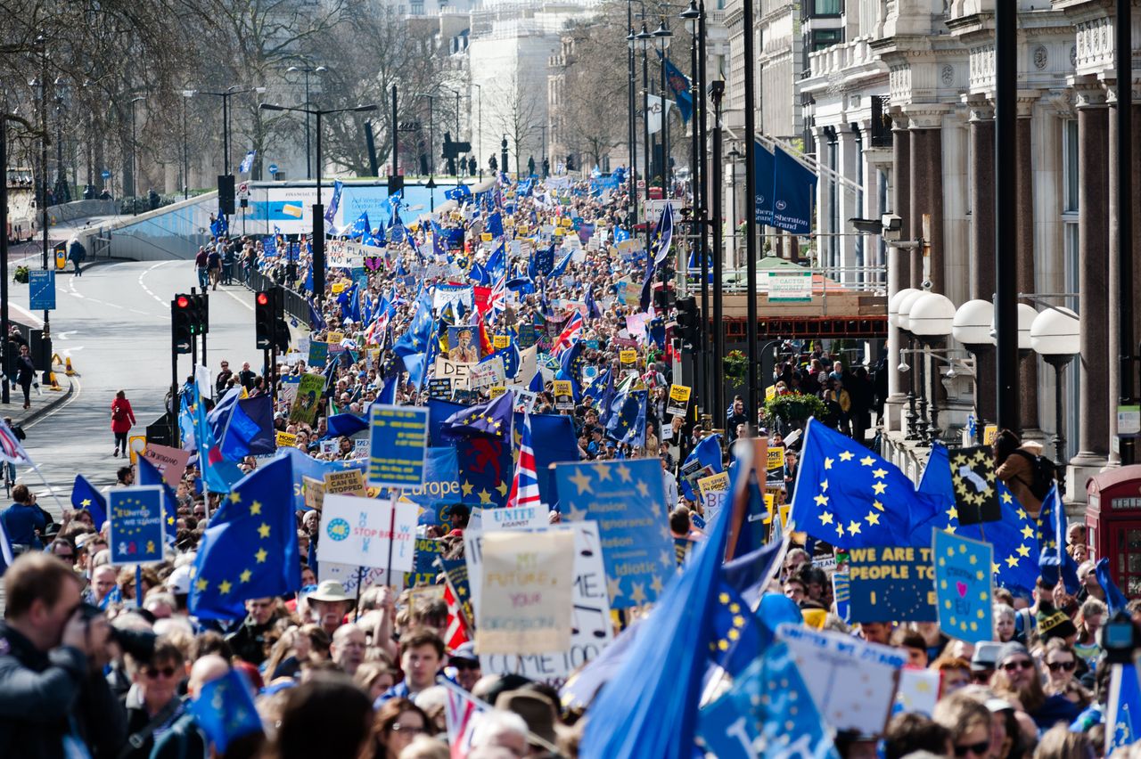 Thousands of pro-EU supporters take part in Unite For Europe on March 25, where The New European handed out branded banners and sold subscriptions
