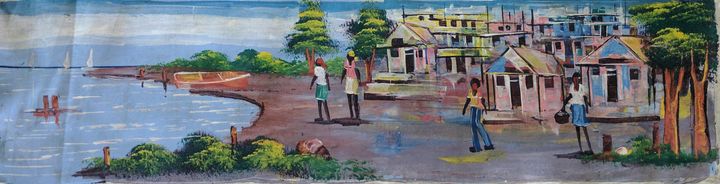 Seaside Village in Haiti, artwork featured at The Green Gallery