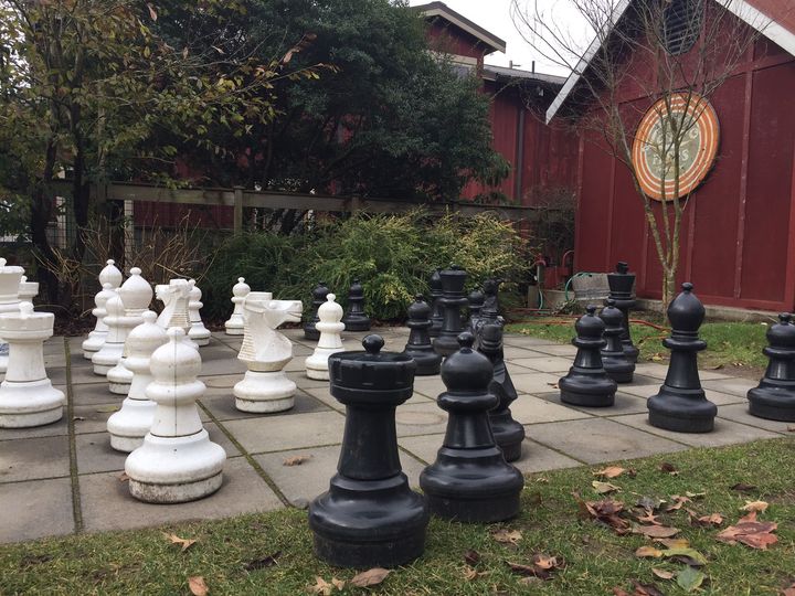 The chess board outside of Blooms Winery