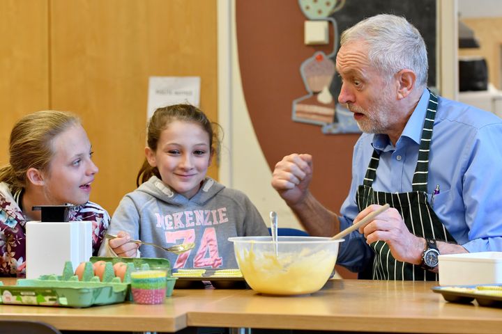 Corbyn with with Lilly Cox (L) and McKenzie Fitzgerald