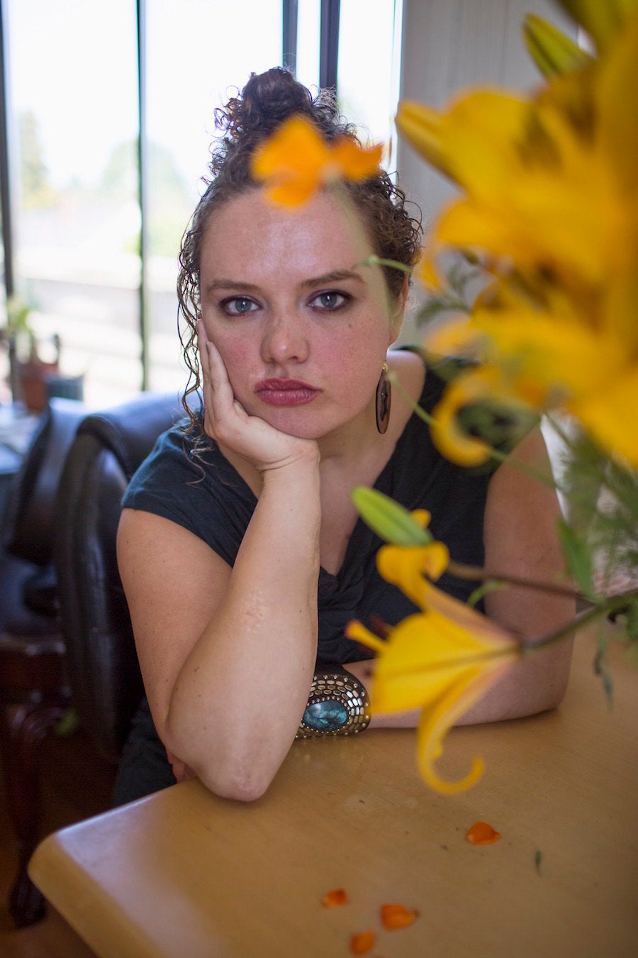 "Blues singer and activist <strong>Courtney</strong> was shot in the face and right arm by her boyfriend. He received four years for her attempted murder and seven years for firing at a police officer who had arrived on the scene. He is eligible for unconditional parole in 2019." (Arcata, California, 2010.)