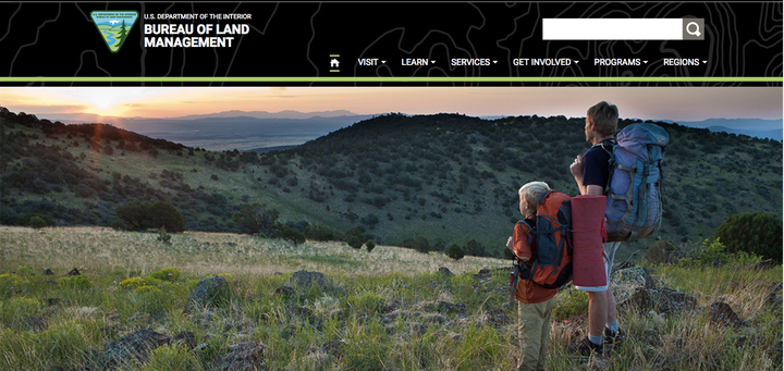 Screenshot of the BLM site on April 5, 2017.