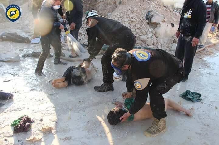 White Helmets attend victims.