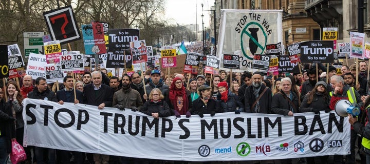 Protesters against Trump’s travel ban