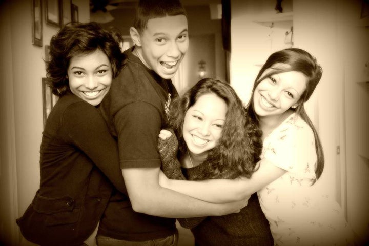 <p>Tristin (pictured left) and siblings. </p>