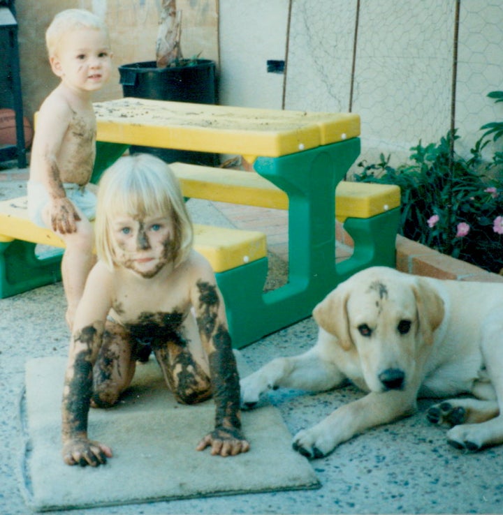 The kids and Cuervo dressed up as black labs.