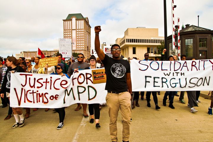 Milwaukee protesters stand in solidarity with Ferguson, Missouri in August 2014.