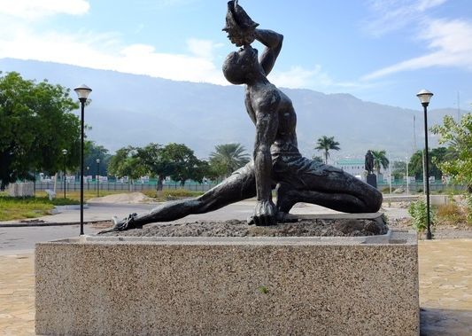 “Neg Mawon” or “Unknown Slave” statue; on the boulevard Champ de Mars. A powerful symbol of slavery and freedom, the conch was used to call escaped slaves to gather. 
