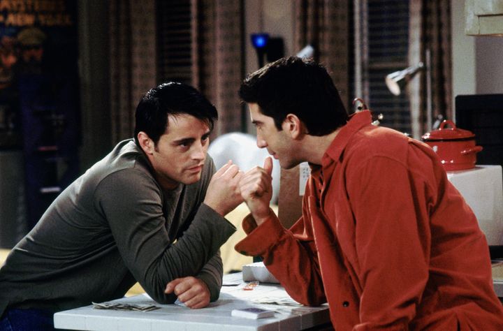 Matt and David as Joey and Ross in 'Friends'