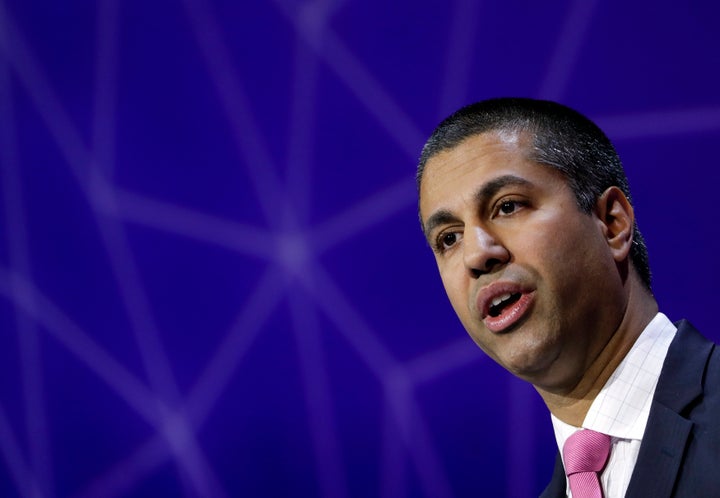 Ajit Pai, Chairman of U.S Federal Communications Commission, delivers his keynote speech at Mobile World Congress in Barcelona, Spain, February 28, 2017.