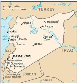 Map of Syria and surrounding countries