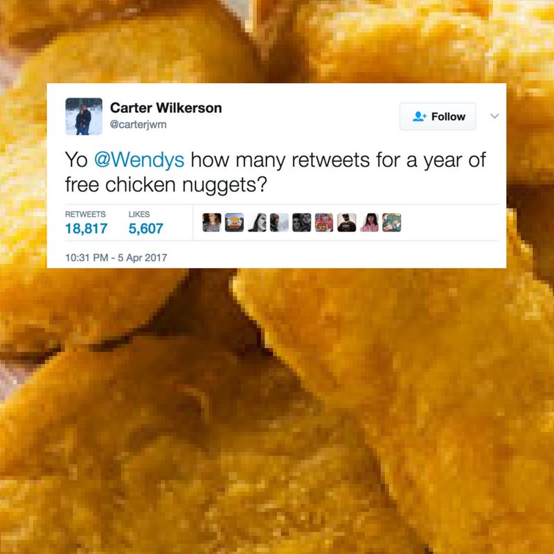 18 million retweets for wendys nuggets