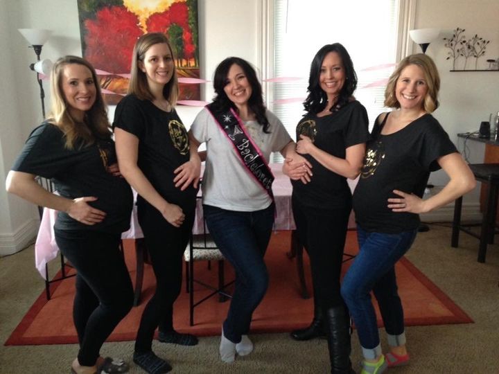 Heather and four of her bridesmaids at the bachelorette party. 