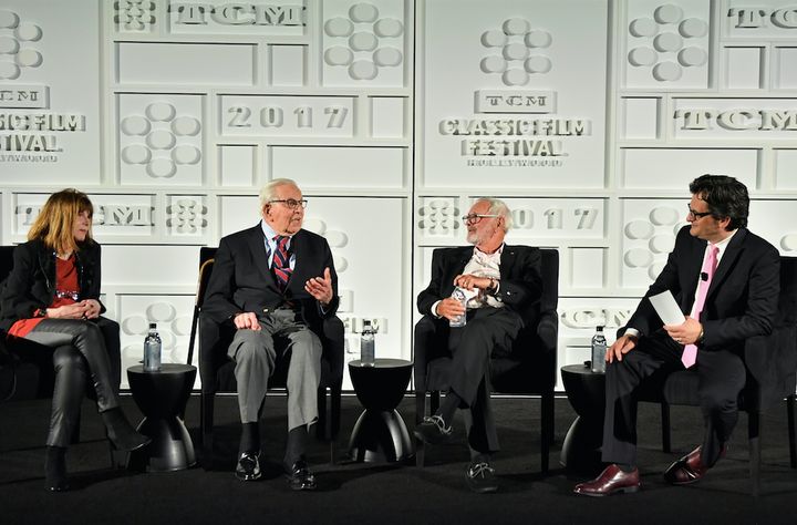 Lee Grant, Walter Mirisch, Norman Jewison and host Ben Mankiewicz speak onstage during the 50th anniversary screening of "In the Heat of the Night."