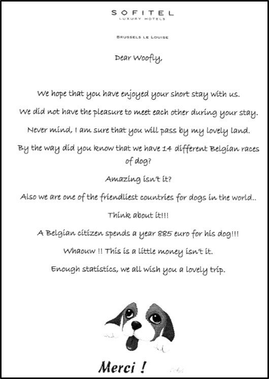 <p>Letter from the Sofitel Brussels Le Louise</p>