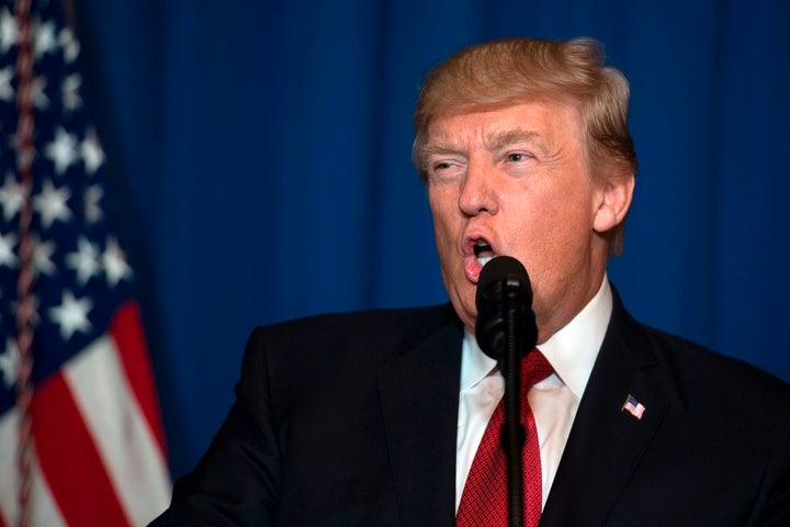 Trump delivers a statement on Syria from the Mar-a-Lago estate in West Palm Beach, Florida. April 6.