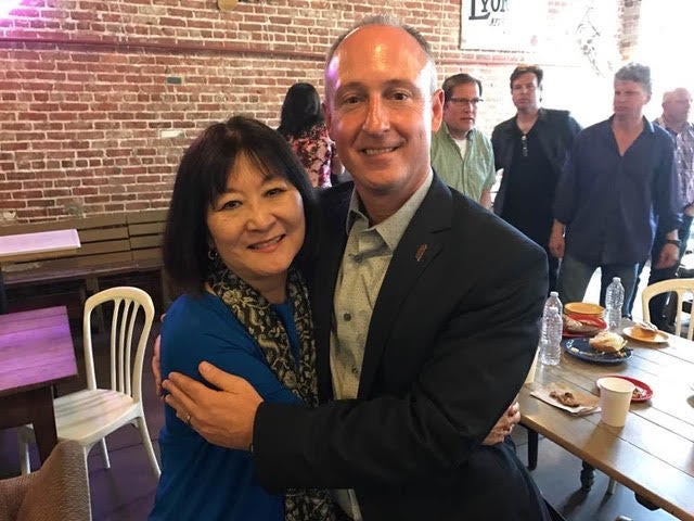 <p>Marsha and Superintendent David Vannasdall 2017</p>
