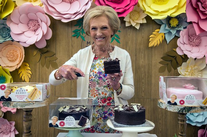 Mary Berry during an afternoon tea for the launch of her line of ready made cakes with Finsbury food group at the Roof Gardens in Kensington, London.