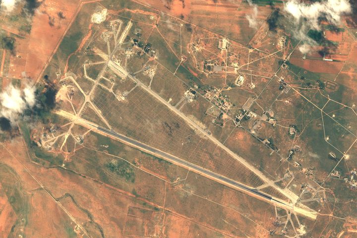 DigitalGlobe imagery of the Shayrat Air Base outside of Homs, Syria following the U.S. air strike. (Photo DigitalGlobe/Getty Images)