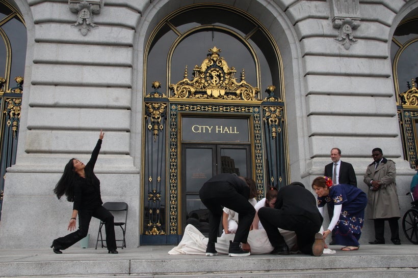pictured: performers Jose Gongora Pat , Denise Sanchez, Maria Donjacour, Emelia Martinez Brumbaugh and pearl ubuñgen