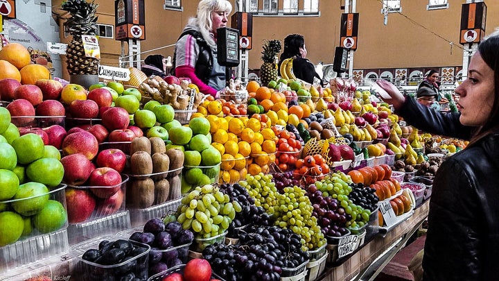 <p>Bessarabsky market in Kyiv</p>