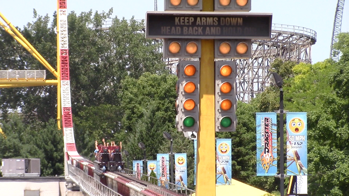 <p>One of the more well known launched coasters, Cedar Point’s Top Thrill Dragster</p>