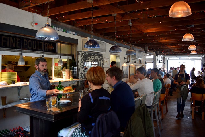 <p>Chicken sandwich at the counter; Leon’s, Charleston, SC</p>