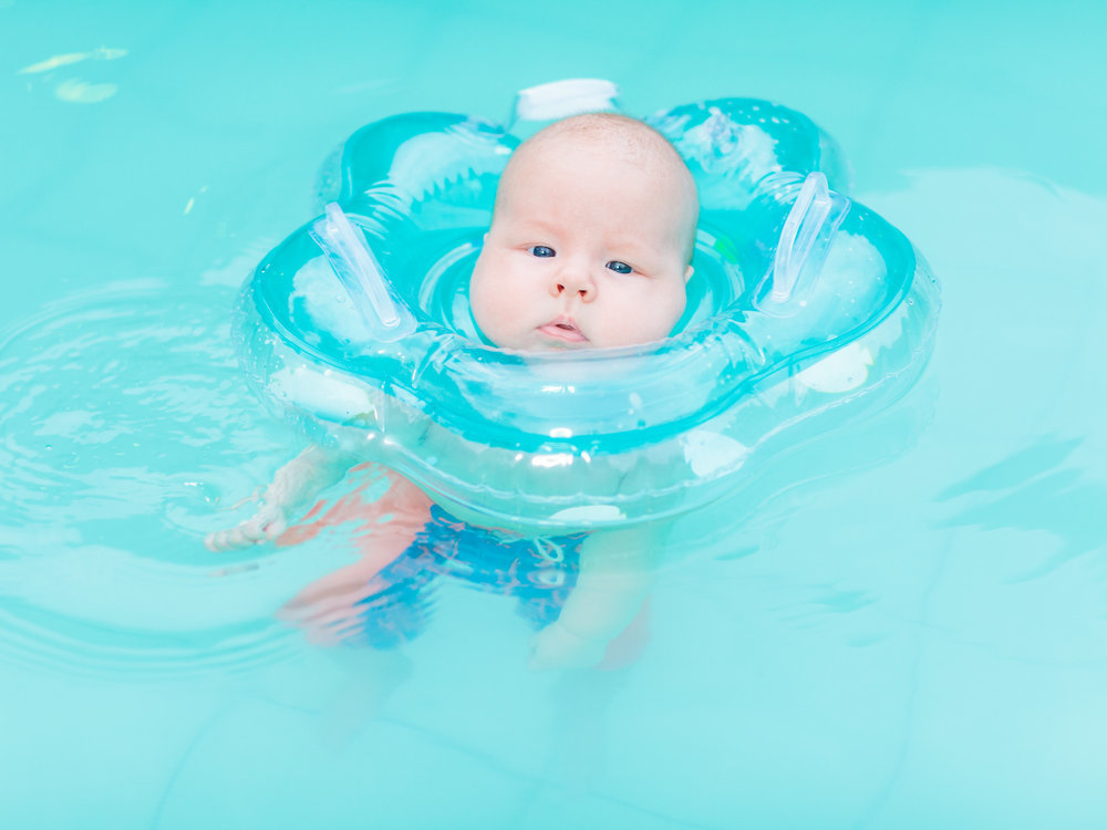 baby floating in water