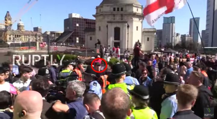 EDL leader Ian Crossland circled in red.