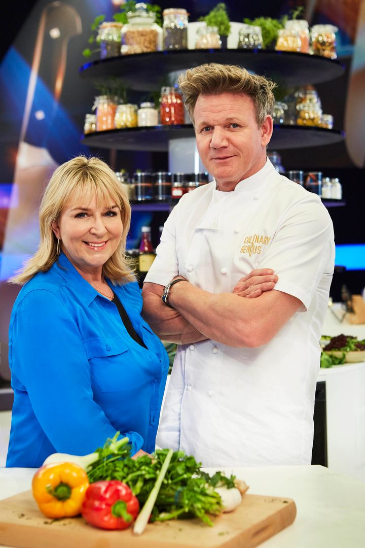 Fern Britton and Gordon Ramsay in the 'Culinary Genius' kitchen