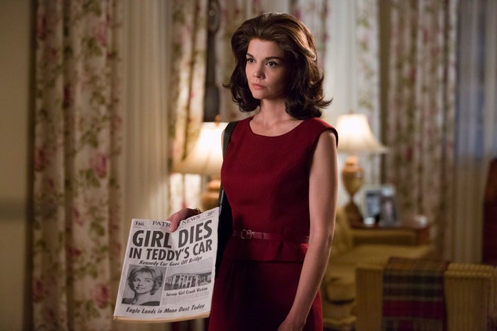 Katie Holmes as Jackie Kennedy on “After Camelot.”