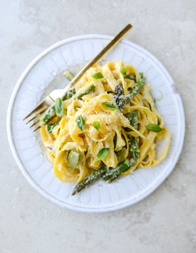 Fettuccini With Brown Butter, Asparagus And Parmesan Fonduta