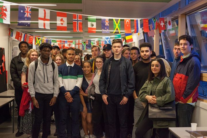 Hassan with friends, including Hector O'Hara (far right) from the Stoke Newington School and Sixth Form