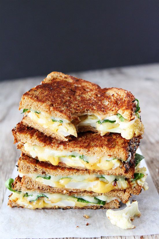 <strong>Get the <a href="http://www.twopeasandtheirpod.com/roasted-cauliflower-grilled-cheese/" target="_blank">Roasted Cauli