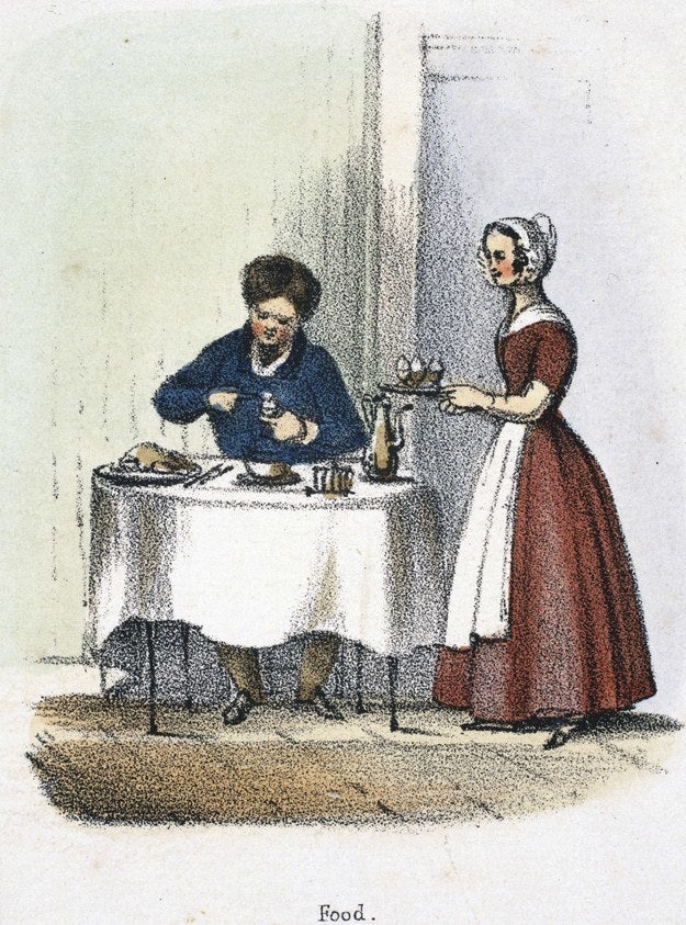 This guy is about to have 4 boiled eggs for breakfast, circa 1845.