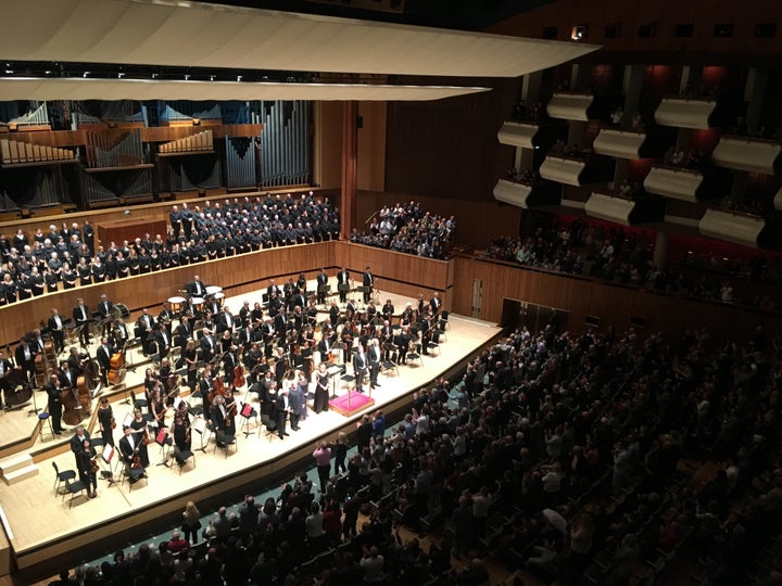 A standing ovation for Maestro Benjamin Zander, the Philharmonia Orchestra, and the Philharmonia Chorus, London's Royal Festival Hall, March, 18, 2017. 